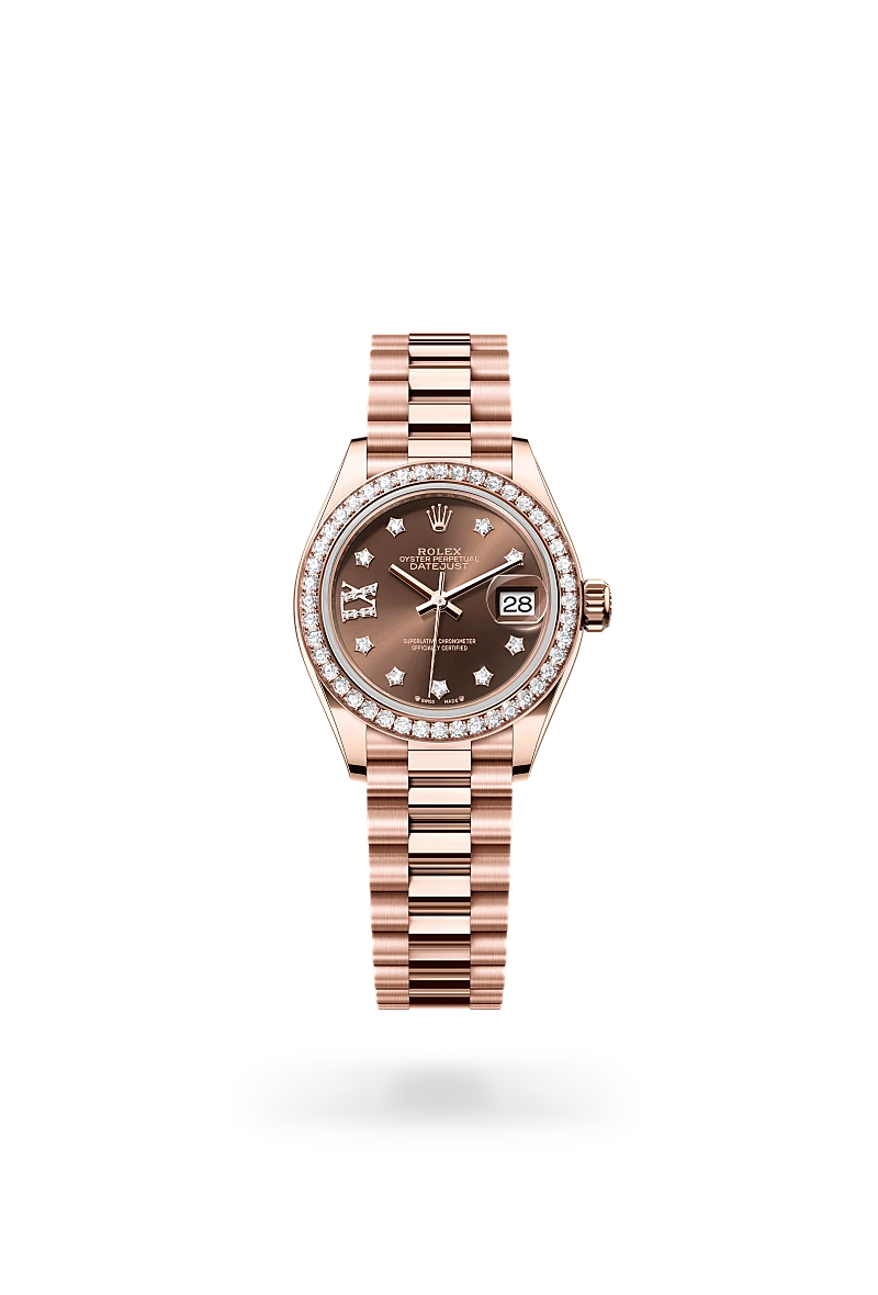 chinese dress ladies Womens Diamond Gold Rolex Watch | 1 Carat Bezel | 26mm | Royal Blue Pearl Dial